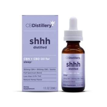 CBDistillery, Shhh Distilled CBN + CBD Oil for Sleep, Full Spectrum, 1fl oz, 300mg CBN + 900mg CBD