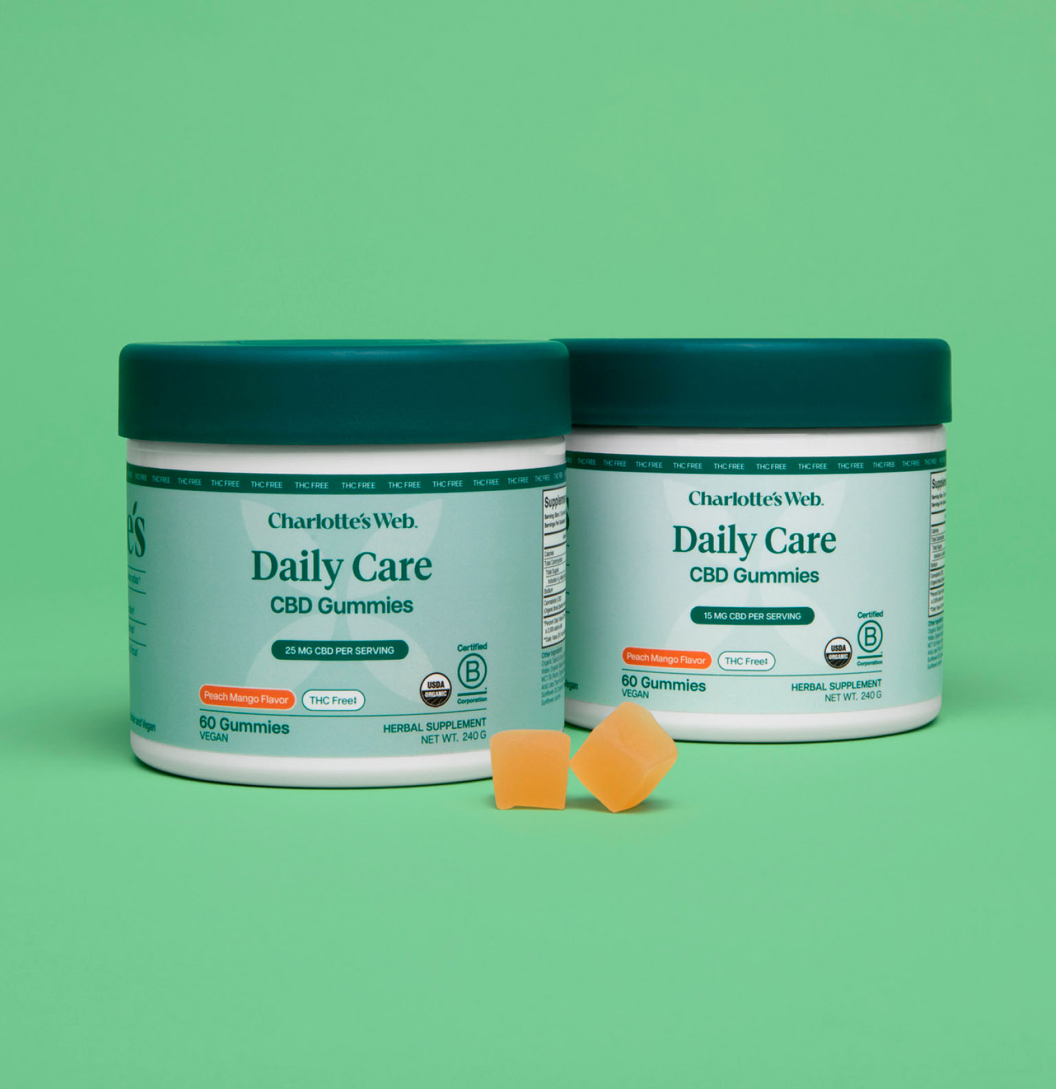 Charlotte’s Web, 25mg CBD Gummies: THC-Free, Broad Spectrum, Mango Peach, 60ct, 750mg CBD