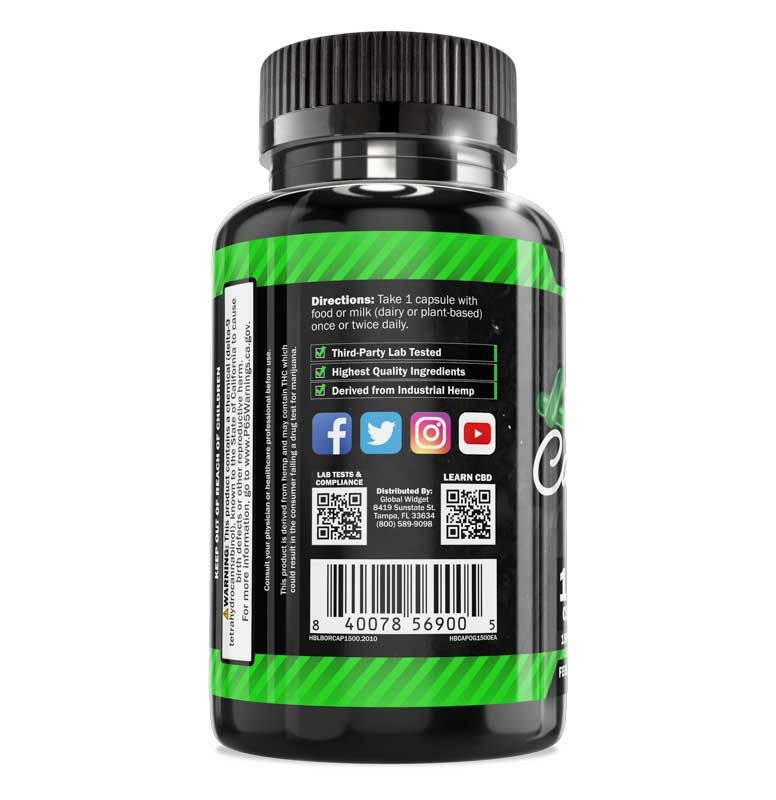 Hemp Bombs, Original CBD Capsules, Isolate THC-Free, 100ct, 1500mg CBD