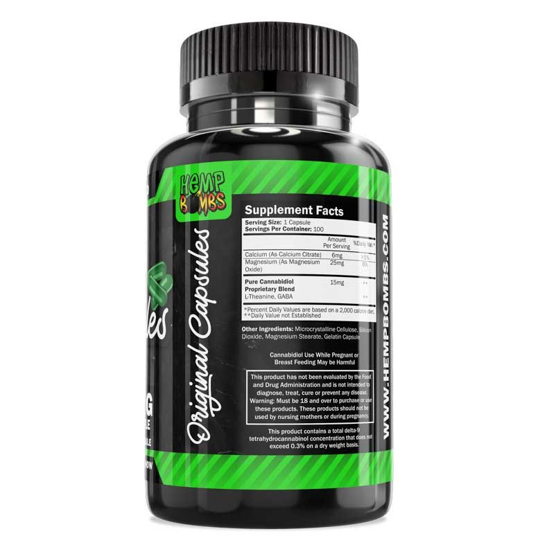 Hemp Bombs, Original CBD Capsules, Isolate THC-Free, 100ct, 1500mg CBD