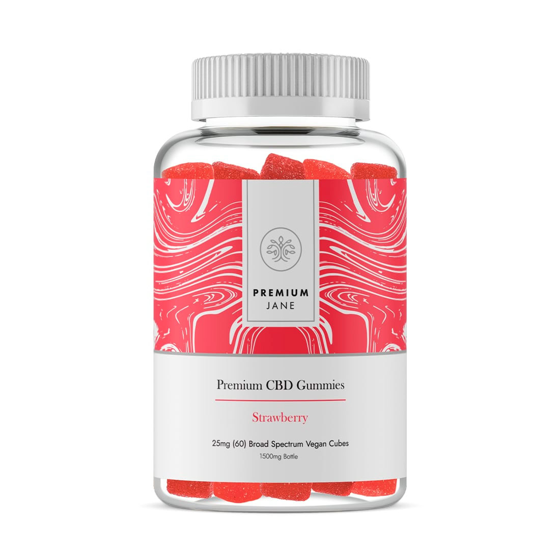 Premium Jane, CBD Gummies, Strawberry, Broad Spectrum THC-Free, 60ct, 1500mg CBD