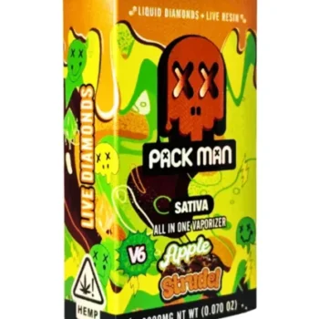 Apple Strudel Pack Man V6 Liquid Diamonds Live Resin Vaporizer 2000MG