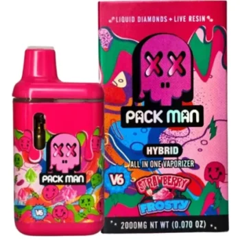 Strawberry Frosty Pack Man V6 Liquid Diamonds Live Resin Vaporizer 2000MG